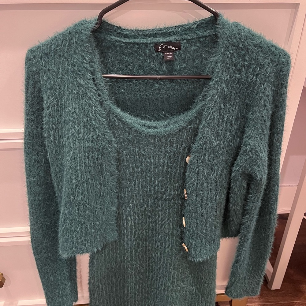 Target art class sweater dress and cardigan